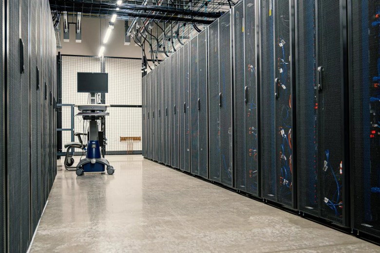 The inside of a data processing center.