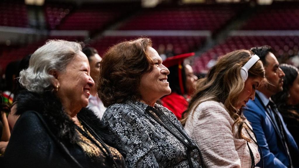 Sara Aburto, center listens during the final graduation of Union Adult Learning Center on Tuesday, May 19, 2026. Students either graduated with english as a second language or high school equivalency.