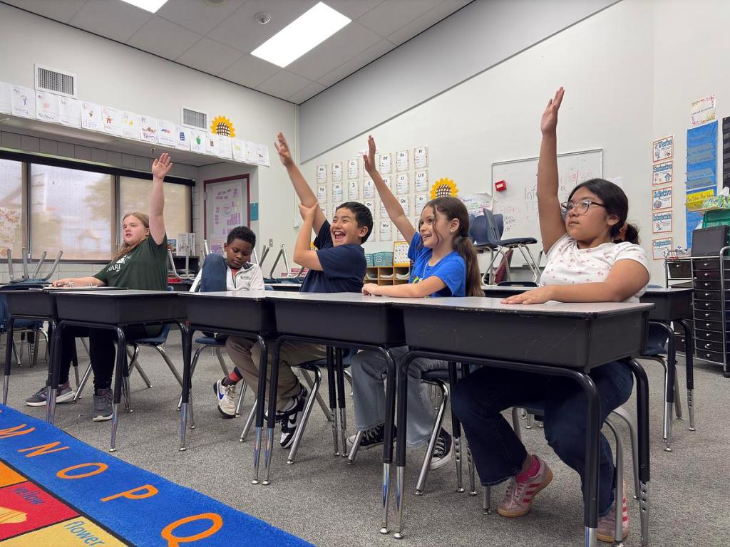 Changemakers at Kendall-Whittier Elementary share highlights from their week during a meeting about school meals April 23, 2026.