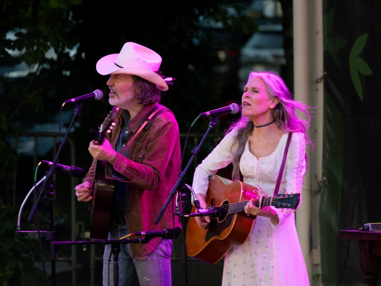 Legendary Americana musicians Gillian Welch and David Rawlings perform at Guthrie Green on April 29, 2026. It was the only free concert on their U.S. tour in support of their Grammy Award-winning album "Woodland."