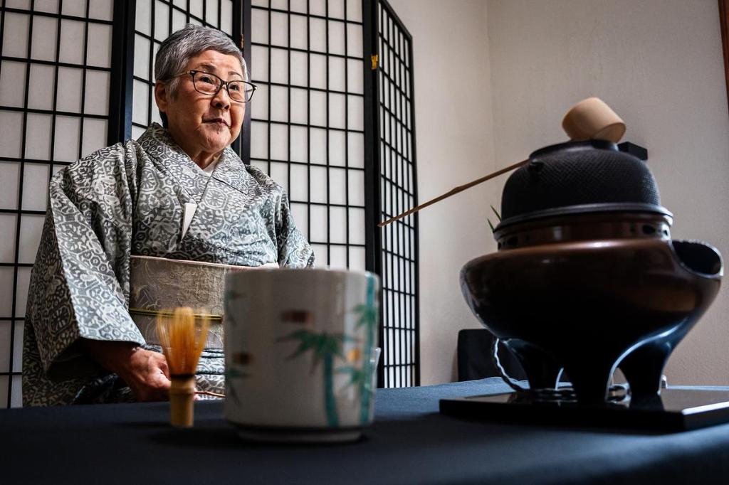 Yumie Farringer performs a traditional matcha tea ceremony at her home on Tuesday, April 21, 2026. 