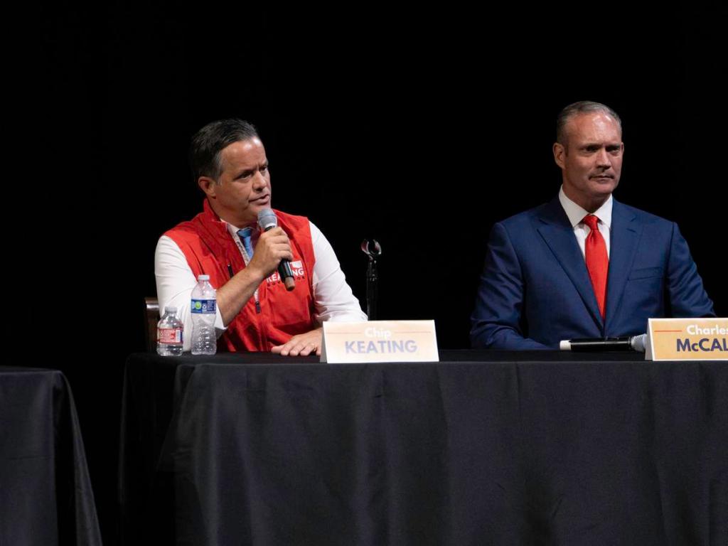 Chip Keating speaks during a gubernatorial question-and-answer session at the University of Tulsa hosted by the Tulsa Press Club June 2, 2026.