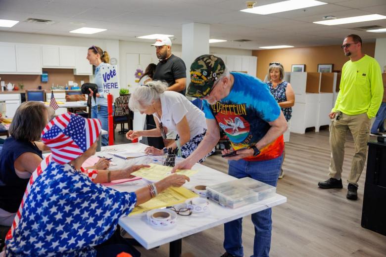 Tulsans cast their votes in primary elections at Aberdeen Heights Assisted Living on June 16, 2026,
