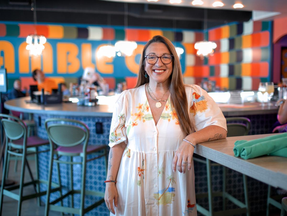 Bramble Breakfast & Bar owner Johnna Hayes inside the new restaurant on Cherry Street on June 25, 2026. The popular breakfast spot relocated from the Pearl District.