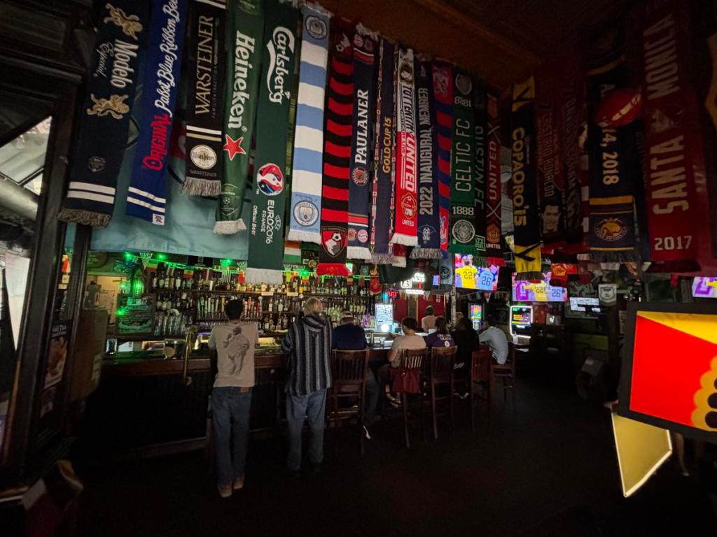 Bargoers tune into the World Cup games at Tulsa's Empire Bar on June 12, 2026. The bar is located off Cherry Street at 15th and Peoria.