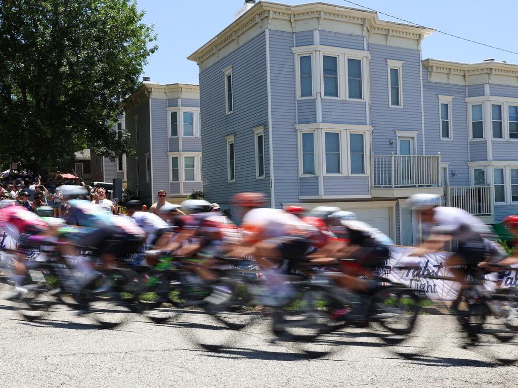Cyclists competing in Tulsa Tough are pictured at Cry Baby Hill on June 8, 2025.