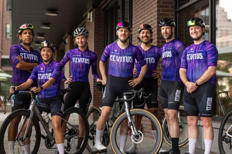 Members of St. Vitus CC come together for a ride Tuesday, June 2, 2026. From left to right: Yatika Starr Fields, Lesley Nelson, Joy Grogan, Jake Scott, Luis Quiroz, Aaron Post and Clay Downey.
