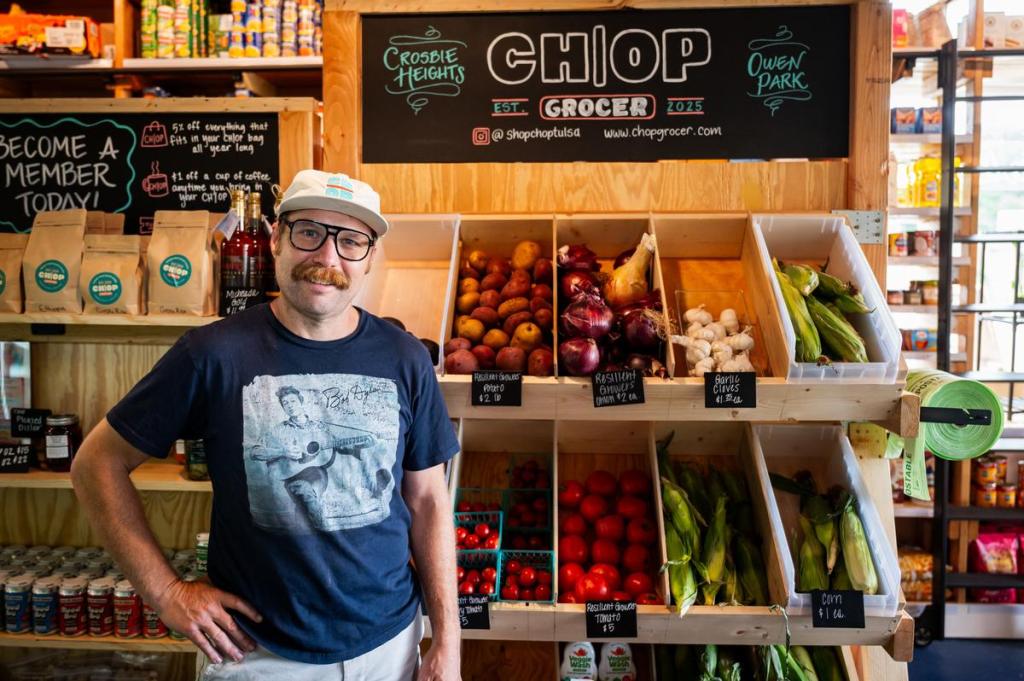Chris McCabe, owner of CHOP Grocer, opened the west Tulsa store in April. He aspires to turn the space into a community hub. 