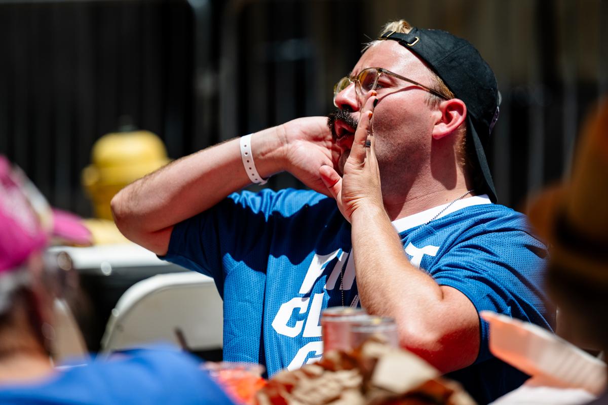 An attendee cheers during the drag brunch at Elote Saturday, June 27, 2026.