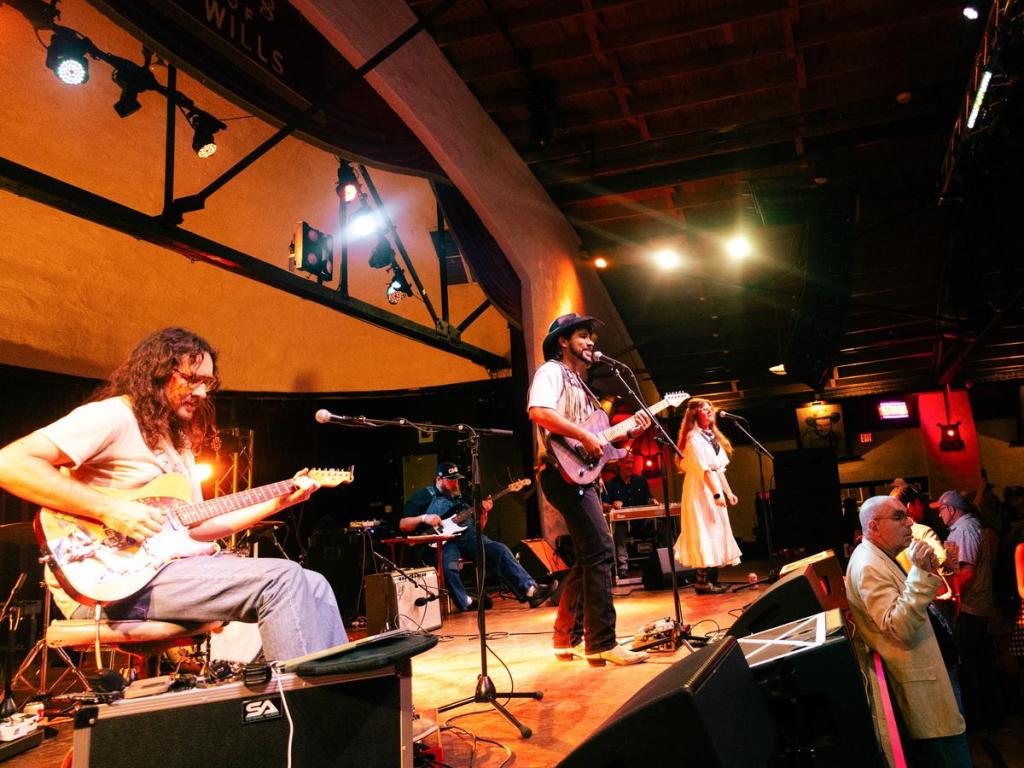 Jesse Aycock, Josh Westbrook and Cassie Latshaw perform at Tulsey Town Two-Step at Cain's Ballroom on July 24, 2026. 
