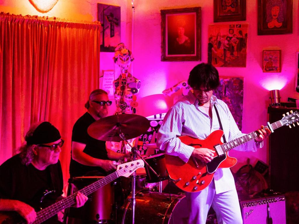 AJ Harvey performs inside Thelma's Peach on July 10, 2026. 