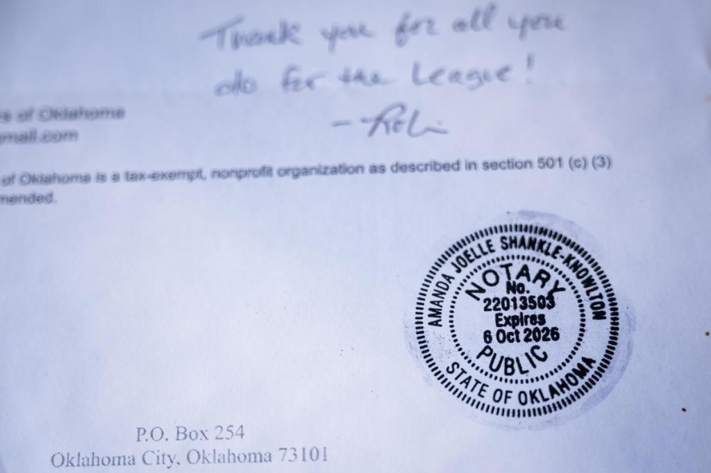 Amanda Shankle-Knowlton's notary stamp is photographed on Monday, July 13, 2026.