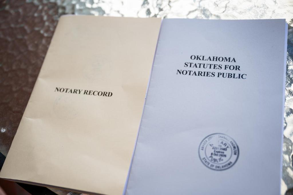 Amanda Shankle-Knowlton's notary books are photographed on Monday, July 13, 2026.