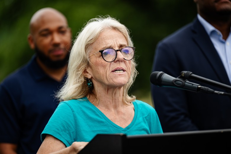 Anna America speaks at the groundbbreaking event at Fred Johnson Park on Friday, Aug. 7, 2026.
