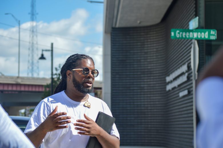 Historian and artist Kode Ransom led two tours of the Historic Greenwood District Oct. 13, 2026 as part of Aspen Ideas: Economy, a three-day gathering of policymakers, scholars and national leaders in Tulsa.