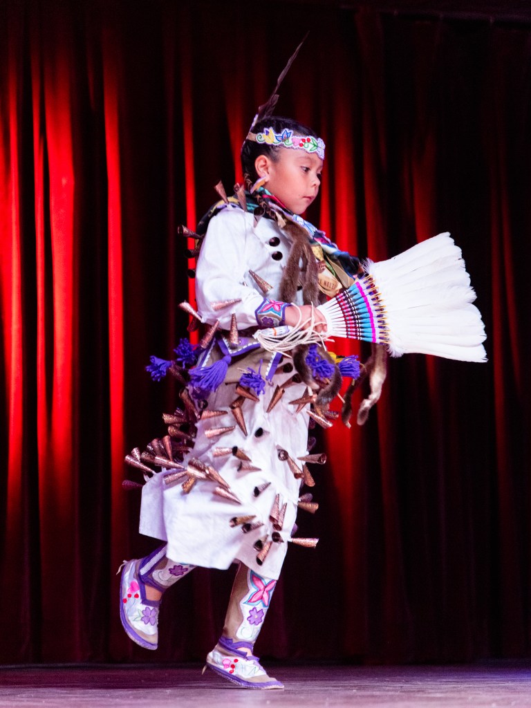 A young dancer performs on stage as part of the first Indigenous Day at Cain's Ballroom, Oct. 12, 2026.