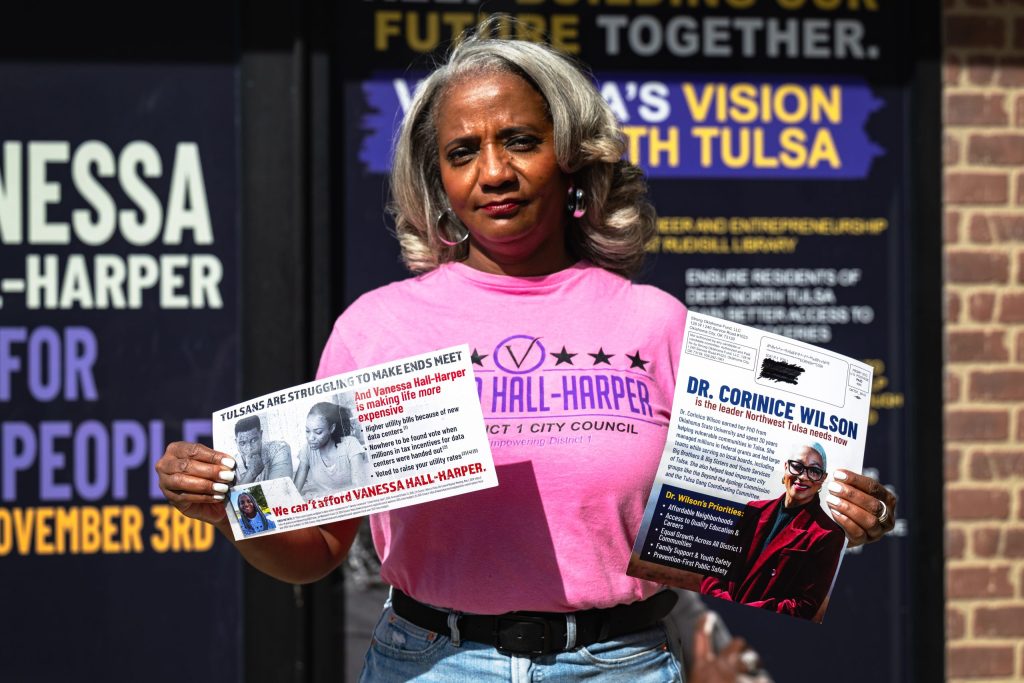 A week before election, Vanessa Hall-Harper calls out dark money political attack ads 
